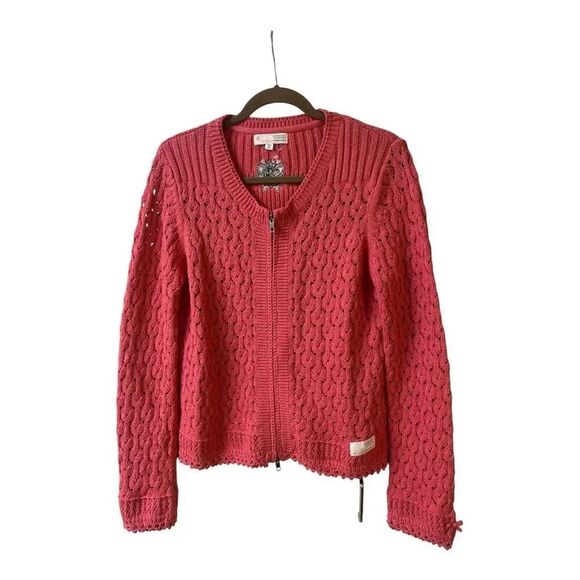 Odd Molly Sweaters - Odd Molly embroidered zip cardigan open work design 100% cotton sz 2/Medium